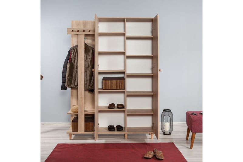 Brokind Klädförvaring 135 cm - Flerfärgad/Ek - Möbler - Hallmöbler - Möbelset för hall & entre