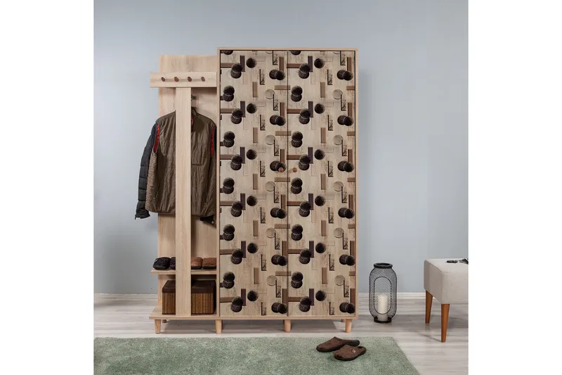 Brokind Klädförvaring 135 cm - Flerfärgad/Ek - Möbler - Hallmöbler - Möbelset för hall & entre