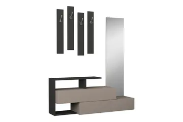 Decorta Hallförvaring/Garderob - Trä/Mörkgrå - Möbler - Hallmöbler - Möbelset för hall & entre