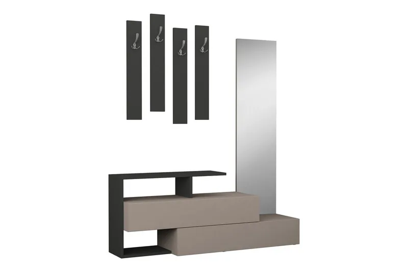 Decorta Hallförvaring/Garderob - Trä/Mörkgrå - Möbler - Hallmöbler - Möbelset för hall & entre