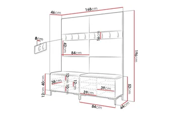 Dunvegan Hallmöbelset 168x46 cm Black - Möbler - Hallmöbler - Möbelset för hall & entre