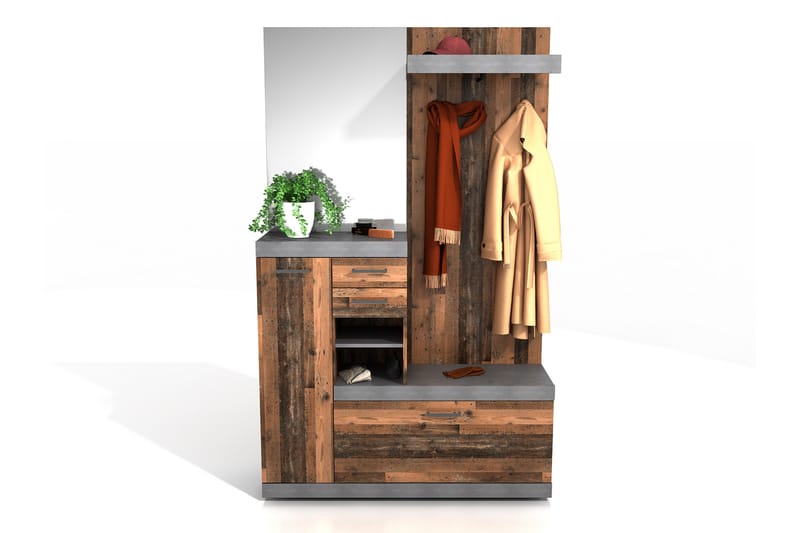 Garderob Buchsbaum 120 cm - Vit|Grå - Möbler - Hallmöbler - Möbelset för hall & entre