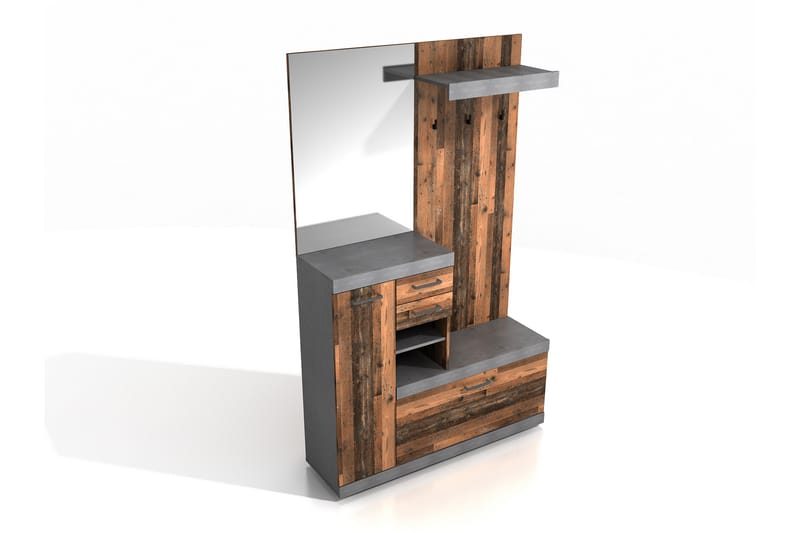 Garderob Buchsbaum 120 cm - Vit|Grå - Möbler - Hallmöbler - Möbelset för hall & entre