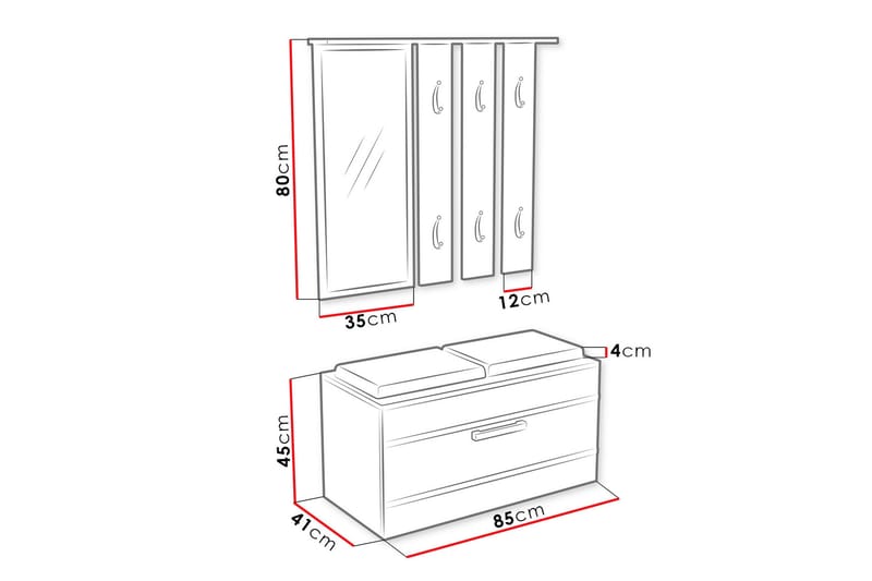 Hallmöbel Antony 85 cm - Trä - Möbler - Hallmöbler - Möbelset för hall & entre