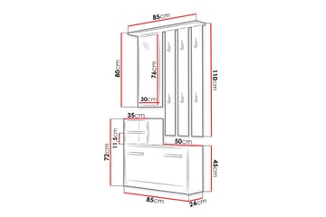 Hallmöbel Bogense 85 cm - Vit - Möbler - Hallmöbler - Möbelset för hall & entre