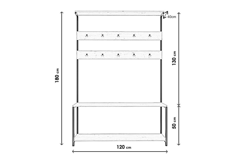 Hallmöbelset Avada 120 cm - Natur - Möbler - Hallmöbler - Möbelset för hall & entre