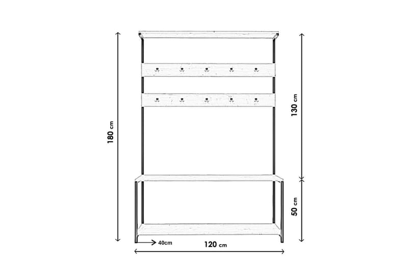 Hallmöbelset Beatrixa 120 cm - Mörkbrun - Möbler - Hallmöbler - Möbelset för hall & entre