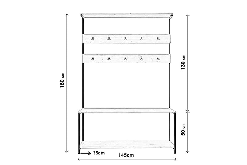 Hallmöbelset Blossoma 145 cm - Mörkbrun - Möbelset för hall & entre