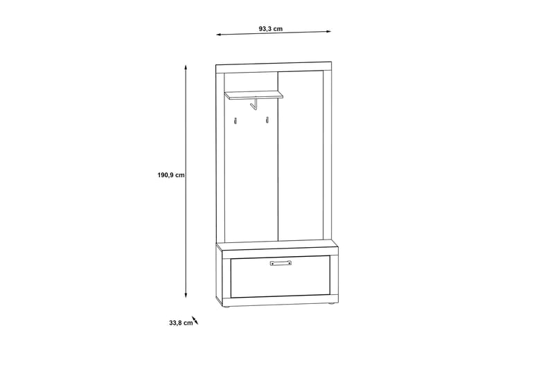 Hallmöbelset Dagopol 34x94 cm - Brun/Grå - Möbler - Hallmöbler - Möbelset för hall & entre