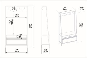 Hallmöbelset Devinne 30 cm - Mörkbrun/Svart - Möbler - Hallmöbler - Möbelset för hall & entre