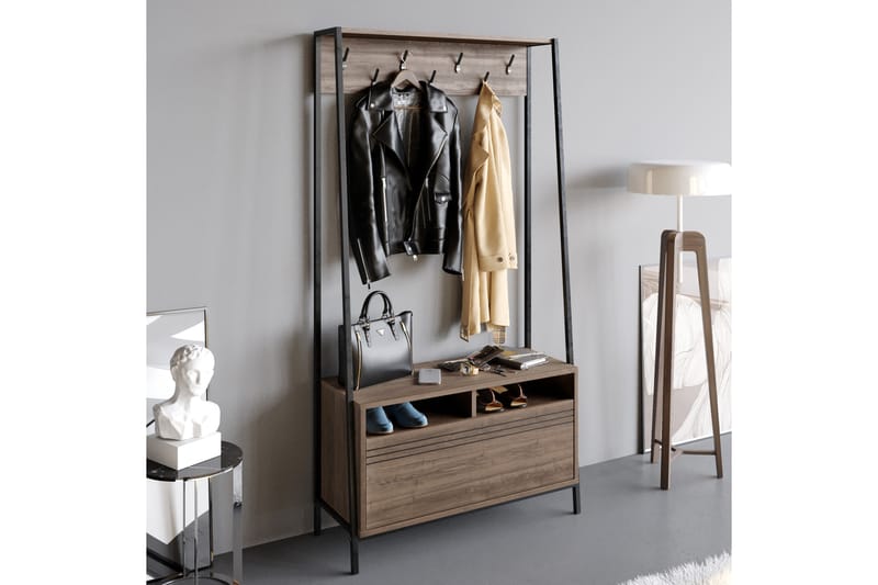 Hallmöbelset Devinne 30 cm - Mörkbrun/Svart - Möbler - Hallmöbler - Möbelset för hall & entre