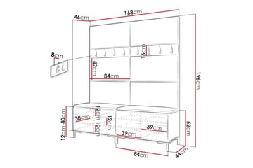 Hallmöbelset Dunvegan 168x46 cm - Brun - Möbler - Hallmöbler - Möbelset för hall & entre