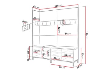Hallmöbelset Dunvegan 168x46 cm - Svart - Möbler - Hallmöbler - Möbelset för hall & entre