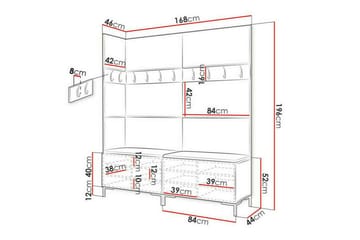 Hallmöbelset Dunvegan 168x46 cm - Svart - Möbler - Hallmöbler - Möbelset för hall & entre