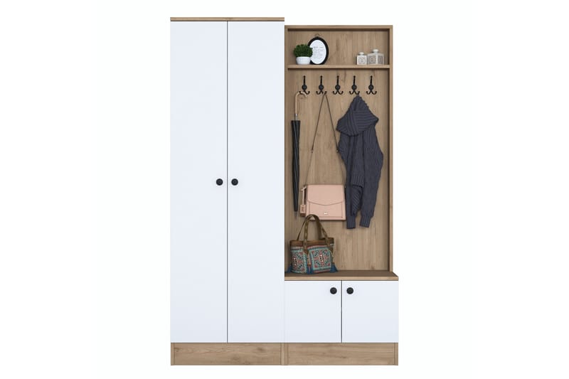 Hallmöbelset Hooda Brun/Vit - Hanah Home - Möbler - Hallmöbler - Möbelset för hall & entre