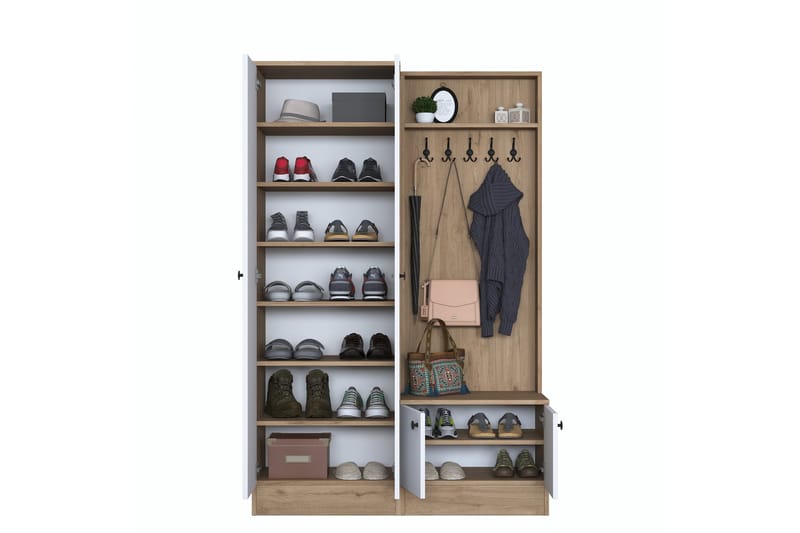 Hallmöbelset Hooda Brun/Vit - Hanah Home - Möbler - Hallmöbler - Möbelset för hall & entre