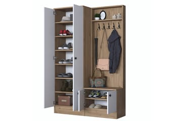 Hallmöbelset Hooda Brun/Vit - Hanah Home - Möbler - Hallmöbler - Möbelset för hall & entre