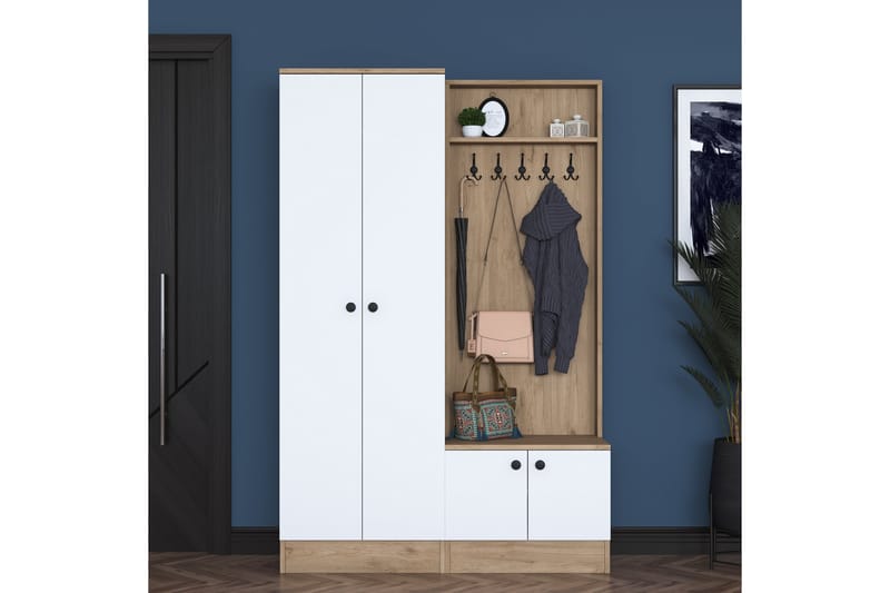 Hallmöbelset Hooda Brun/Vit - Hanah Home - Möbler - Hallmöbler - Möbelset för hall & entre