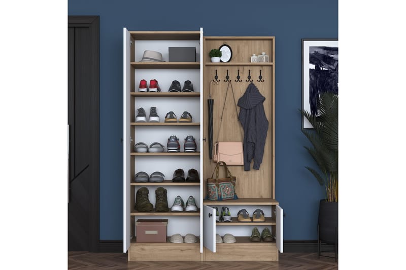 Hallmöbelset Hooda Brun/Vit - Hanah Home - Möbler - Hallmöbler - Möbelset för hall & entre