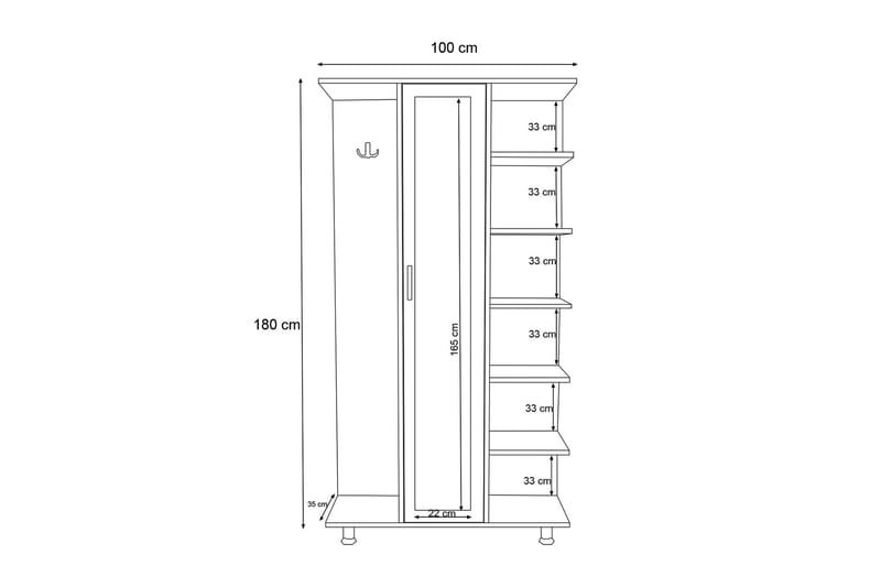 Hallmöbelset Joie 180x100 cm - Natur/Vit - Möbler - Hallmöbler - Möbelset för hall & entre