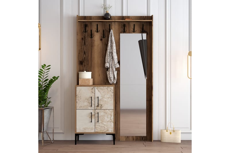 Hallmöbelset Kotzen 120 cm - Brun/Vit - Möbler - Hallmöbler - Möbelset för hall & entre