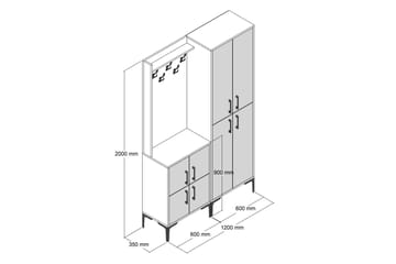 Hallmöbelset Kotzen 120 cm - Brun/Vit - Möbler - Hallmöbler - Möbelset för hall & entre