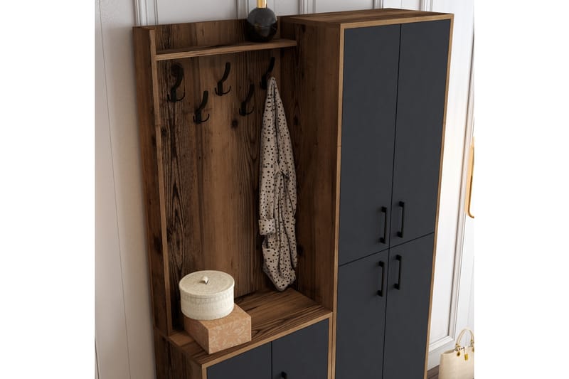 Hallmöbelset Kotzen 120 cm - Mörkbrun/Antracit - Möbler - Hallmöbler - Möbelset för hall & entre
