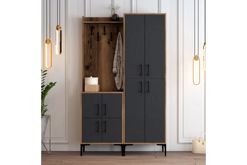 Hallmöbelset Kotzen 120 cm - Mörkbrun/Antracit - Möbler - Hallmöbler - Möbelset för hall & entre