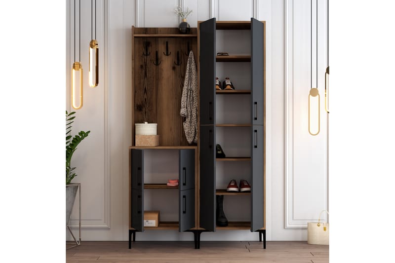 Hallmöbelset Kotzen 120 cm - Mörkbrun/Antracit - Möbler - Hallmöbler - Möbelset för hall & entre