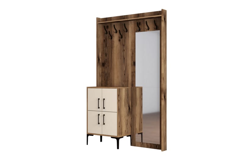 Hallmöbelset Kotzen 120 cm - Mörkbrun/Beige - Möbler - Hallmöbler - Möbelset för hall & entre
