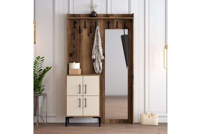 Hallmöbelset Kotzen 120 cm - Mörkbrun/Beige - Möbler - Hallmöbler - Möbelset för hall & entre