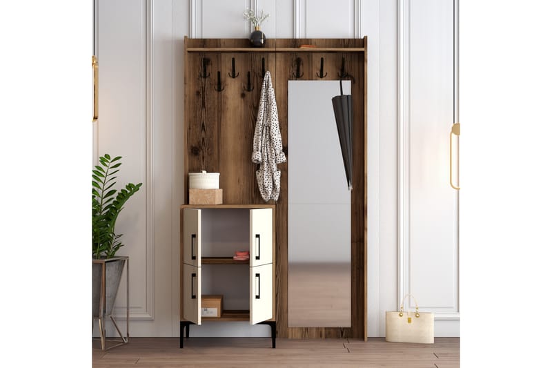 Hallmöbelset Kotzen 120 cm - Mörkbrun/Beige - Möbler - Hallmöbler - Möbelset för hall & entre