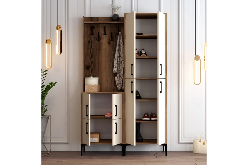 Hallmöbelset Kotzen 120 cm - Mörkbrun/Beige - Möbler - Hallmöbler - Möbelset för hall & entre