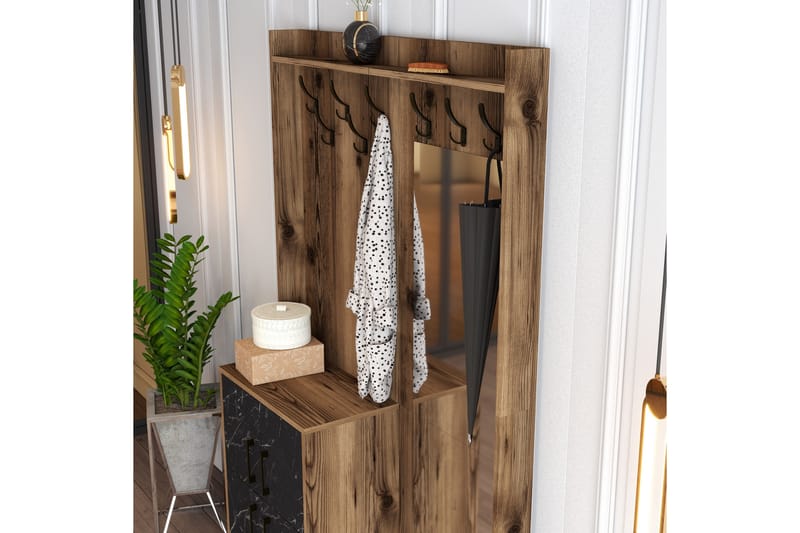 Hallmöbelset Kotzen 120 cm - Mörkbrun/Svart - Möbler - Hallmöbler - Möbelset för hall & entre