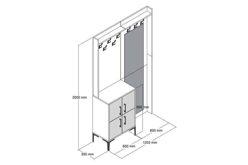 Hallmöbelset Kotzen 120 cm - Mörkbrun/Svart - Möbelset för hall & entre