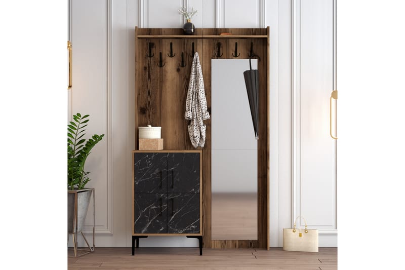 Hallmöbelset Kotzen 120 cm - Mörkbrun/Svart - Möbler - Hallmöbler - Möbelset för hall & entre