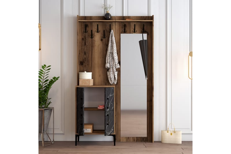 Hallmöbelset Kotzen 120 cm - Mörkbrun/Svart - Möbler - Hallmöbler - Möbelset för hall & entre