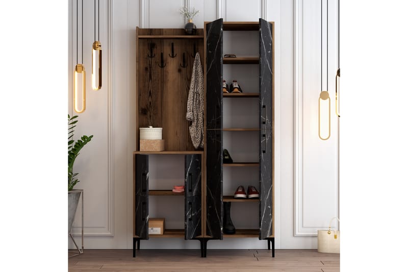 Hallmöbelset Kotzen 120 cm - Mörkbrun/Svart - Möbler - Hallmöbler - Möbelset för hall & entre