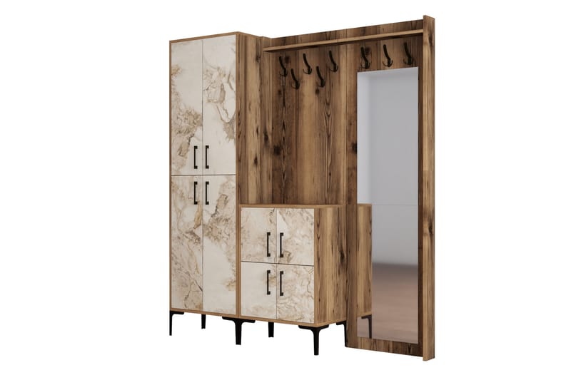 Hallmöbelset Kotzen 180 cm - Brun/Vit - Möbler - Hallmöbler - Möbelset för hall & entre