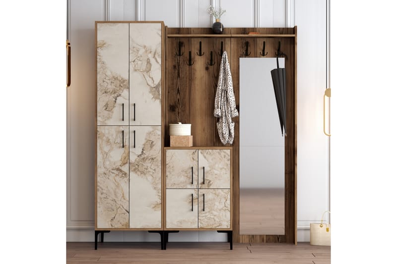 Hallmöbelset Kotzen 180 cm - Brun/Vit - Möbler - Hallmöbler - Möbelset för hall & entre