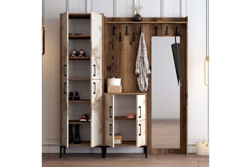 Hallmöbelset Kotzen 180 cm - Brun/Vit - Möbler - Hallmöbler - Möbelset för hall & entre