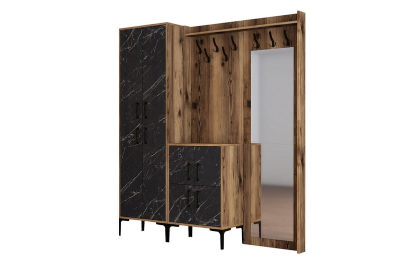 Hallmöbelset Kotzen 180 cm - Mörkbrun/Svart - Möbler - Hallmöbler - Möbelset för hall & entre