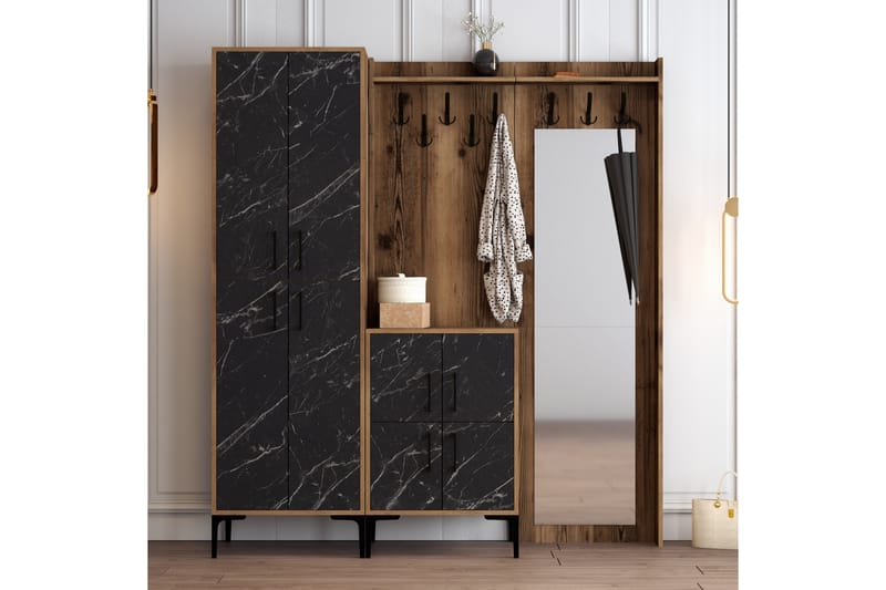 Hallmöbelset Kotzen 180 cm - Mörkbrun/Svart - Möbler - Hallmöbler - Möbelset för hall & entre