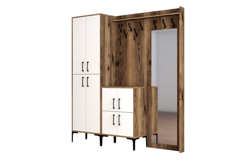 Hallmöbelset Kotzen 180 cm - Mörkbrun/Vit - Möbler - Hallmöbler - Möbelset för hall & entre