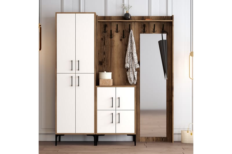 Hallmöbelset Kotzen 180 cm - Mörkbrun/Vit - Möbler - Hallmöbler - Möbelset för hall & entre