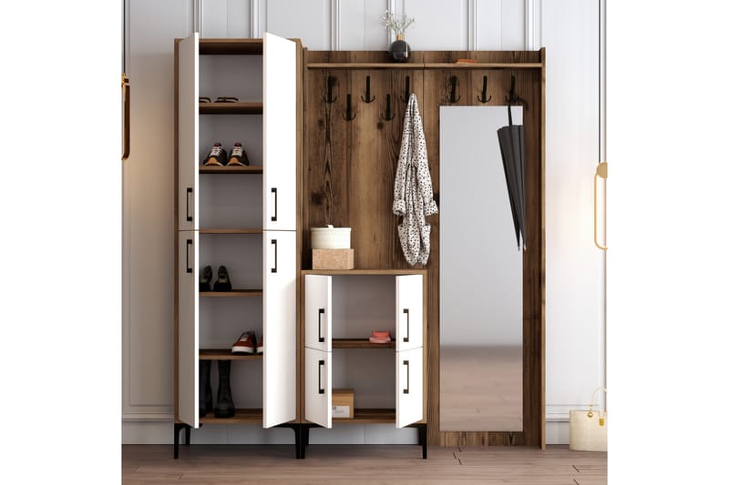 Hallmöbelset Kotzen 180 cm - Mörkbrun/Vit - Möbler - Hallmöbler - Möbelset för hall & entre