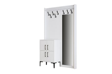 Hallmöbelset Kotzen 35x120 cm med Spegel - Vit - Möbler - Hallmöbler - Möbelset för hall & entre