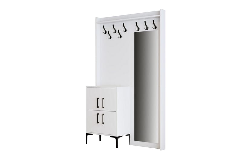 Hallmöbelset Kotzen 35x120 cm med Spegel - Vit - Möbler - Hallmöbler - Möbelset för hall & entre