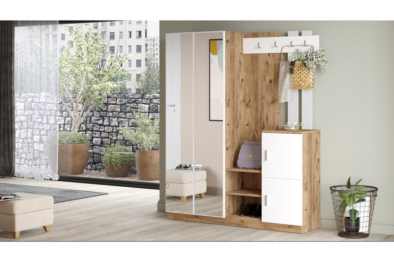 Hallmöbelset Medleys 38x147 cm - Natur/Vit - Möbler - Hallmöbler - Möbelset för hall & entre