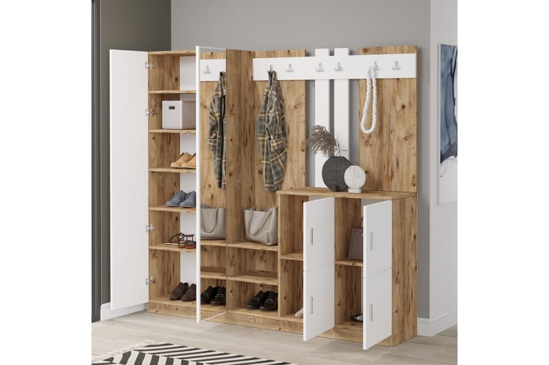 Hallmöbelset Medleys 38x187 cm - Natur/Vit - Möbler - Hallmöbler - Möbelset för hall & entre
